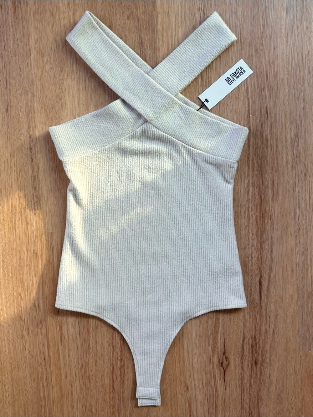 BB Dakota x Steve Madden - Cross Neck Ribbed Bodysuit (Size: XS)